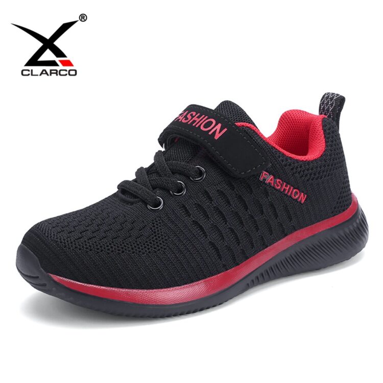 Rubber Sole Breathable Flyknit Mesh Kids Strap Sneakers CLK9088