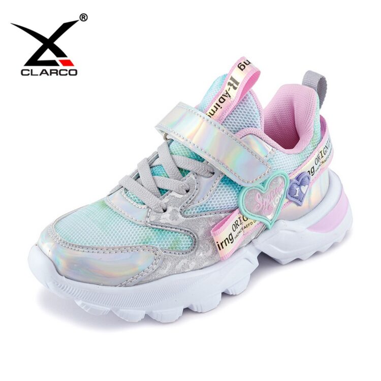 Reflective PU Leather Upper Rubber Sole Girls Strap Sneakers CLK9908
