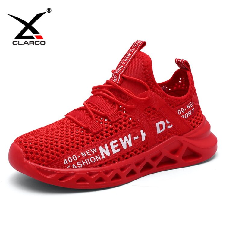 Hollow Carved Sole Flyknit Mesh Upper Kids Lacing Sneakers CLKF88