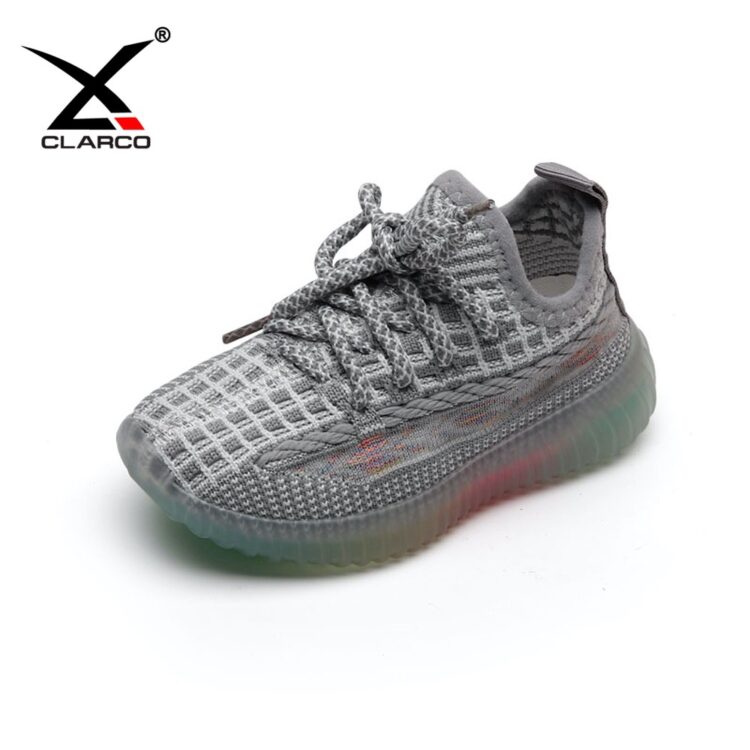 Colorful TPR Sole Breathable Flyknit Mesh Kids Sneakers CLKZ101