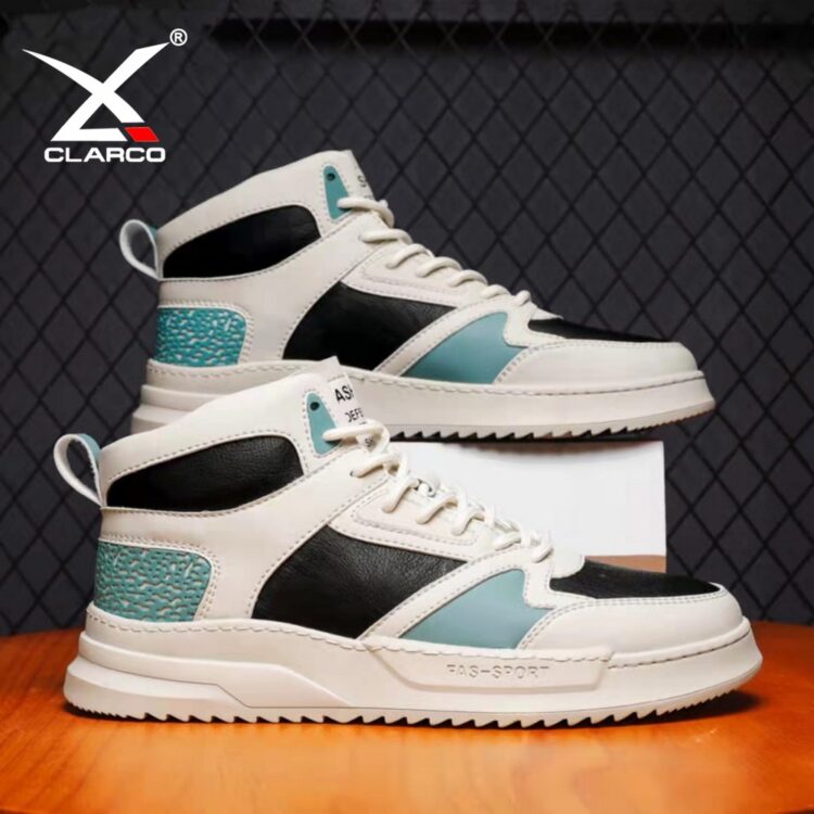 Leather Contrast-Color Lace-up High-top Casual Shoes CLS9608